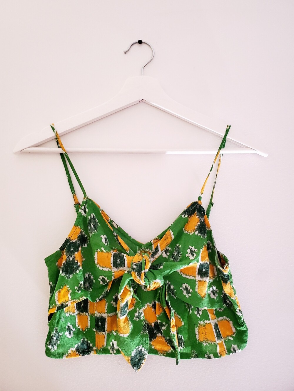 NWOT aerie Green and Orange Abstract Tie-Front Cami